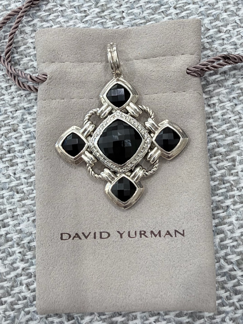 David Yurman Sterling Silver Pendant with Faceted Black Onyx